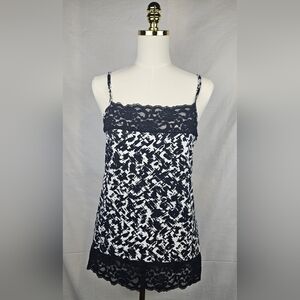 Boutique Essentials Size Lg Blck &‎ White Camisole Classic Whimsygoth Summer